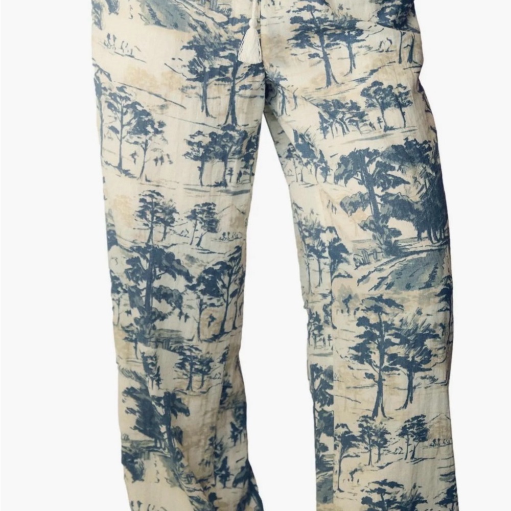 Soma Blue and Cream Wide Leg Pants